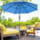 Outsunny 9FT 3 Tiers Patio Umbrella Outdoor Market Umbrella with Crank, Push Button Tilt for Deck, Backyard and Lawn, Dark Blue W2225P200444