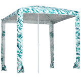Outsunny Quick Beach Cabana Canopy Umbrella, 6.5' Easy-Assembly Sun-Shade Shelter with Sandbags and Carry Bag, Cool UV50+ Fits Kids & Family, Green Coconut Palm W2225P200457