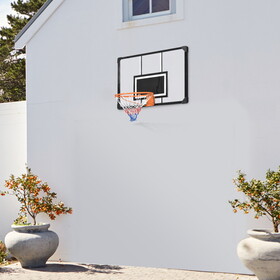 Soozier Wall Mounted Basketball Hoop with 45" x 29" Shatter Proof Backboard, Durable Rim and All-Weather Net for Indoor and Outdoor Use W2225P200460