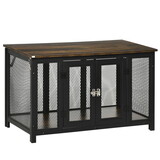 PawHut Furniture Style Dog Crate with Openable Top, Big Dog Crate End Table, Puppy Crate for Small Dogs Indoor, Spacious Interior, Pet Kennel, Brown, Black W2225P200464