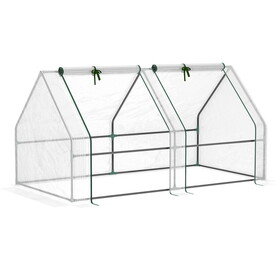 Outsunny 6' x 3' x 3' Portable Mini Greenhouse Outdoor Garden with Large Zipper Doors and Water/UV PE Cover, White W2225P200473