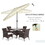 Outsunny 9ft Patio Umbrella with Push Button Tilt and Crank, Ruffled Outdoor Market Table Umbrella with Tassles and 8 Ribs, for Garden, Deck, Pool, Cream White W2225P200478