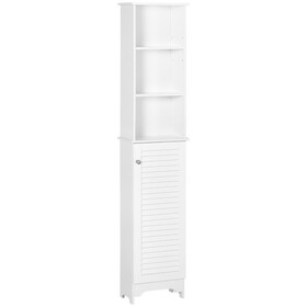 HOMCOM Tall Bathroom Storage Cabinet/Freestanding Linen Tower with 3-Tier Open Adjustable Shelf, White W2225P200481