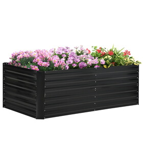 Outsunny Galvanized Raised Garden Bed Kit with Reinforcing Bars, Large and Tall Metal Planter Box for Vegetables, Flowers and Herbs, 6' x 3' x 2', Black W2225P200485