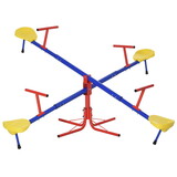 Outsunny Kids Seesaw Swivel Teeter Totter with 360° Spinning, 4 Seater Seesaw Outdoor Playground Equipment for Backyard, Boys and Girls Aged 3-8 Years Old W2225P200487