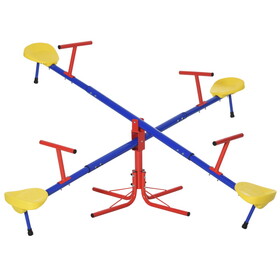 Outsunny Kids Seesaw Swivel Teeter Totter with 360&#176; Spinning, 4 Seater Seesaw Outdoor Playground Equipment for Backyard, Boys and Girls Aged 3-8 Years Old W2225P200487