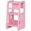 Qaba Toddler Tower with Adjustable Height, Toddler Kitchen Stool Helper with Anti-slip Mat, Step Stool for Kitchen, Bathroom, Pink W2225P200489