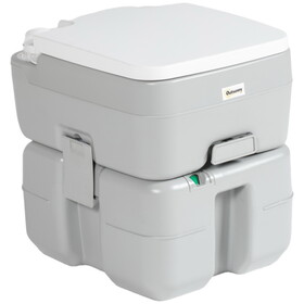 Outsunny Portable Toilet for Adults 5.3 Gallon, Porta Potty with Level Indicator, T-Type Water Outlets and Anti-Leak Handle Pump for Camping, Boating, Hiking, Travel, RV W2225P200494