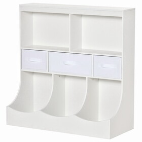 HOMCOM Kids Bookcase, Toy Storage Organizer Cabinet, Children Display Bookshelf with Drawers for Toys, Clothes, Books, White W2225P200500