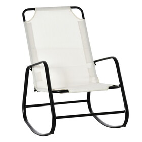 Outsunny Garden Rocking Chair, Outdoor Indoor Sling Fabric Rocker for Patio, Balcony, Porch, Cream White W2225P200501