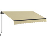 Outsunny 8' x 6.5' Retractable Awning, Patio Awning Sunshade Shelter with Manual Crank Handle, 280gsm UV Resistant Fabric and Aluminum Frame for Deck, Balcony, Yard, Beige W2225P200513