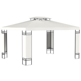 Outsunny 10' x 13' Patio Gazebo, Double Roof Outdoor Gazebo Canopy Shelter with Screen Decorate Corner Frame, for Garden, Lawn, Backyard and Deck, Cream White W2225P200543
