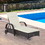 Outsunny Wicker Outdoor Chaise Lounge, 5-Level Adjustable Backrest PE Rattan Pool Lounge Chair with Wheels, Cushion & Headrest, Dark Coffee and Cream White W2225P200557