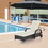 Outsunny Wicker Outdoor Chaise Lounge, 5-Level Adjustable Backrest PE Rattan Pool Lounge Chair with Wheels, Cushion & Headrest, Dark Coffee and Cream White W2225P200557