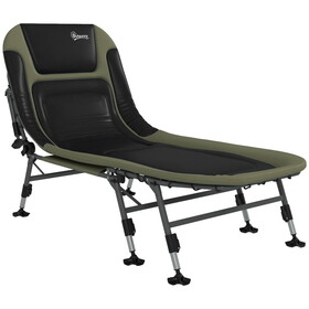 Outsunny Camping Cot for Adults, Folding Bed with Soft Padded Cushions & Headrest, 180&#176; Adjustable Reclining Lounger, Heavy Duty and Portable with a 400 lbs. Capacity, Dark Green W2225P200560