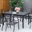 Outsunny Outdoor Dining Table for 6 Person, Rectangular Patio Table, Aluminum Metal Legs for Garden, Lawn, Patio, Woodgrain Black W2225P200565