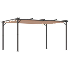 Outsunny 10' x 13' Aluminum Patio Pergola with Retractable Pergola Canopy, Backyard Shade Shelter for Porch, Outdoor Party, Garden, Grill Gazebo, Charcoal Gray W2225P200570