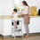 Qaba Kids Kitchen Step Stool, 2 in 1 Kitchen Table Set Toddler Standing Tower with Chalkboard, Safety Rail for Kitchen, Bathroom, Bedroom, Gray W2225P200573