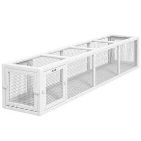 PawHut Outdoor Cat Tunnel with Extendable Design, 79" L Wooden Cat Run with Weather Protection, Connecting Inside and Outside, for Deck Patios, Balconies, White W2225P200586