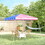 Outsunny Slant Leg Pop Up Canopy Tent with American Flag Roof and Carry Bag, Beach Canopy Instant Sun Shelter, Height Adjustable, (10'x10' Base / 8'x8' Top) W2225P200588