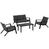 Outsunny 4 Piece Patio Furniture Set, 2 PE Wicker Chairs, Loveseat Sofa, Outdoor Coffee Table, Soft Cushions, Couch & Armchairs for Backyard, Garden, Black W2225P200589
