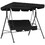 Outsunny 3-Seat Outdoor Patio Swing Chair with Removable Cushion, Steel Frame Stand and Adjustable Tilt Canopy for Patio, Garden, Poolside, Balcony, Backyard, Black 2 W2225P200600