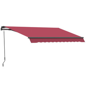 Outsunny 10' x 8' Retractable Awning, Patio Awnings, Sunshade Shelter w/ Manual Crank Handle, UV & Water-Resistant Fabric and Aluminum Frame for Deck, Balcony, Yard, Red W2225P200616