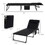 Outsunny Folding Chaise Lounge Set with 5-level Reclining Back, Outdoor Lounge Tanning Chair with Padded Seat, Side Pocket & Headrest for Beach, Yard, Patio, Black W2225P200623