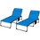 Outsunny Folding Chaise Lounge Set with 5-level Reclining Back, Outdoor Lounge Tanning Chair with Padded Seat, Side Pocket & Headrest for Beach, Yard, Patio, Blue W2225P200624