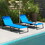 Outsunny Folding Chaise Lounge Set with 5-level Reclining Back, Outdoor Lounge Tanning Chair with Padded Seat, Side Pocket & Headrest for Beach, Yard, Patio, Blue W2225P200624