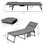 Outsunny Folding Chaise Lounge Set with 5-level Reclining Back, Outdoor Lounge Tanning Chair with Padded Seat, Side Pocket & Headrest for Beach, Yard, Patio, Gray W2225P200626