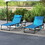 Outsunny Folding Chaise Lounge Set with 5-level Reclining Back, Outdoor Lounge Tanning Chair with Padded Seat, Side Pocket & Headrest for Beach, Yard, Patio, Sky Blue W2225P200627