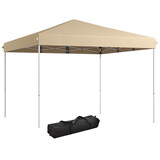Outsunny 13' x 13' Pop Up Canopy Tent, Instant Sun Shelter, Tents for Parties, Height Adjustable, with Wheeled Carry Bag for Outdoor, Garden, Patio, Parties, Beige W2225P200630
