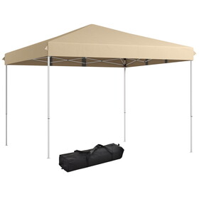 Outsunny 13' x 13' Pop Up Canopy Tent, Instant Sun Shelter, Tents for Parties, Height Adjustable, with Wheeled Carry Bag for Outdoor, Garden, Patio, Parties, Beige W2225P200630