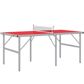 Soozier Mini Ping Pong Table Set for Outdoor and Indoor, Foldable Table Tennis Table with Net, 2 Paddles, 3 Balls, Adjustable Feet, Easy assembly, Red W2225P200634