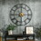 HOMCOM 36 inch Large Wall Clock, Silent Non Ticking Wood Metal Farmhouse Roman Numeral Clocks for Living Room Decor, Battery Operated, Black W2225P200666