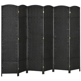 HOMCOM Room Divider, 6 Panel Folding Privacy Screen, 5.6' Tall Freestanding Wall Partition for Home Office, Bedroom, Black W2225P200676