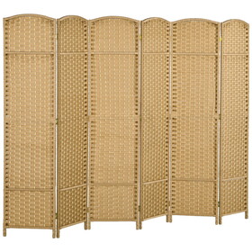 HOMCOM Room Divider, 6 Panel Folding Privacy Screen, 5.6' Tall Freestanding Wall Partition for Home Office, Bedroom, Nature Wood W2225P200677