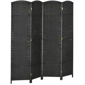HOMCOM Room Divider, 4 Panel Folding Privacy Screen, 5.6' Tall Freestanding Partition for Home Office, Bedroom, Black W2225P200678