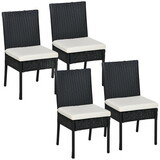 Outsunny 4 PE Rattan Outdoor Dining Chairs with Cushions, Patio Wicker Dining Chairs with Backrests for Porch, Deck, Garden, Cream White W2225P200717
