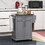 HOMCOM Kitchen Island on Wheels, Rolling Kitchen Cart with Stainless Steel Countertop, Drawer, Towel Rack and Spice Rack, Utility Storage Trolley, Gray W2225P200726