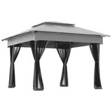 Outsunny 11' x 11' Pop Up Canopy, Outdoor Patio Gazebo Shelter with Removable Zipper Netting, Instant Event Tent w/ 114 Square Feet of Shade and Carry Bag, Light Gray W2225P200730