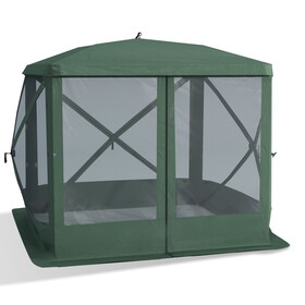 Outsunny Pop Up Camping Canopy Gazebo Screen Shelter Tent with Single Person Easy Set-Up, Ventilating Mesh, Portable Carry Bag for Outdoor Camping Party Event, 7x7FT, Green W2225P200735