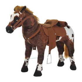 Qaba Sound-Making Ride on Horse for Toddlers 3-5, with Neighing and Galloping Sound, Stuffed Animal Horse Toy for Kids with Padding, Soft Feel, Brown W2225P200761