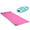 Soozier 12' x 5' Lily Pad Floating Mat with Cup Holder Table, 3-Layer Portable Roll-Up Water Mat Float Dock for 2-3 People, on Lake, River, Beach, Swimming Pool, Pink W2225P200762