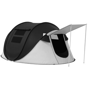Outsunny Pop Up Tent, Instant Camping Tent with Porch and Carry Bag, 3000mm Waterproof, for 2-3 People, Black, (Poles Included) W2225P200772