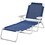 Outsunny Folding Chaise Lounge, Outdoor Sun Tanning Chair, 4-Position Reclining Back, Armrests, Metal Frame and Mesh Fabric for Beach, Yard, Patio, Blue W2225P200778