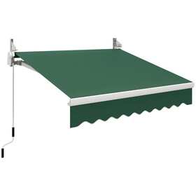 Outsunny 8' x 7' Patio Retractable Awning, Manual Exterior Sun Shade Deck Window Cover, Green W2225P200787