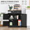 HOMCOM Sideboard with Solid Wood Countertop, Modern Kitchen Storage Cabinet, Coffee Bar Cabinet with 2 Drawers, Doors and Adjustable Shelf, Black W2225P200788