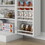HOMCOM 41" Kitchen Pantry Storage Cabinet, Freestanding Kitchen Cabinet with 12 Door Shelves, Double Doors, 5-tier Shelving and Adjustable Shelves, Painted White W2225P200790